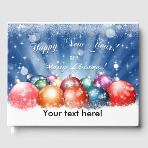 Happy New Year and Merry Christmas baubles Guest Book