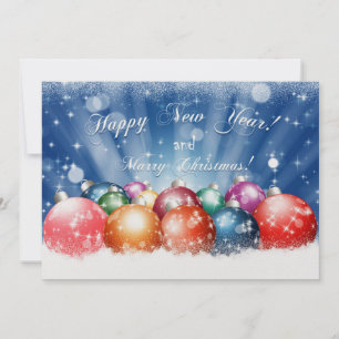 Happy New Year and Merry Christmas baubles Invitation