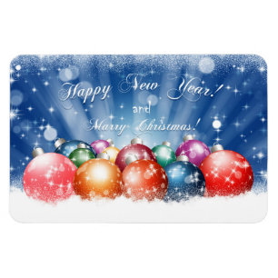 Happy New Year and Merry Christmas baubles Magnet
