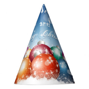 Happy New Year and Merry Christmas baubles Party Hat