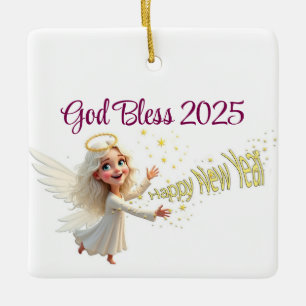 Happy New Year Angel Ornament