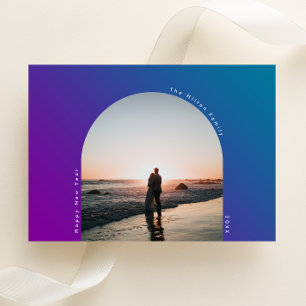 HAPPY New Year Arch Oval Bold Ombre Gradient Holiday Card