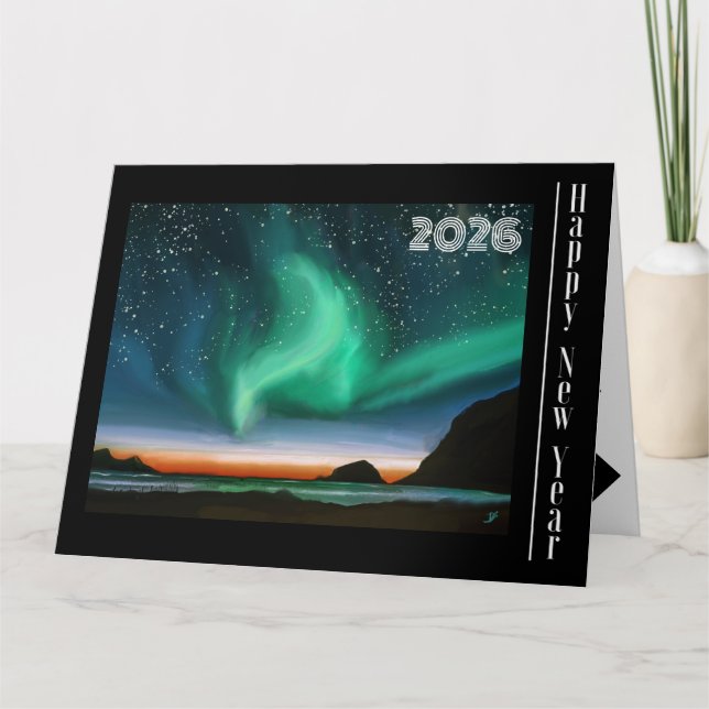 Happy New Year - Aurora Borealis Card (Front)