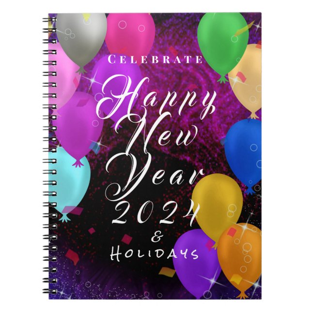 Happy New Year Balloon Notebook (Front)