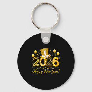 Happy New Year Balloons Party 2026 Together Family Key Ring