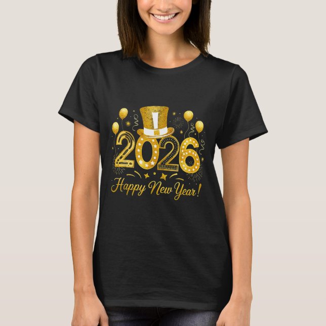 Happy New Year Balloons Party 2026 Together Family T-Shirt (Front)