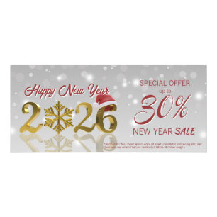 Happy New Year Big Gold 2026   Logo Discount Card