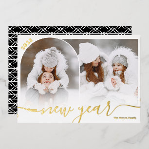 Happy New Year black 2 photo arch overlay collage