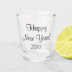 Happy New Year black font Shot Glass