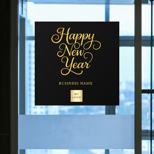 Happy New Year black gold business logo