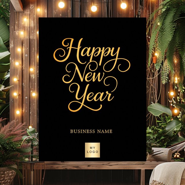 Happy New Year black gold business logo Poster (Creator Uploaded)