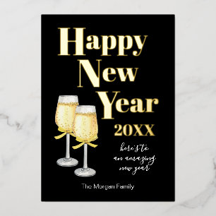 Happy New Year Black Gold Champagne Elegant