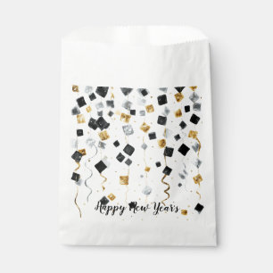 Happy New Year Black Gold Confetti Favour Bags