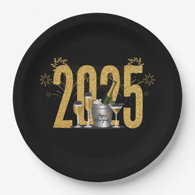 Happy New Year - Black Gold Plate (Front)