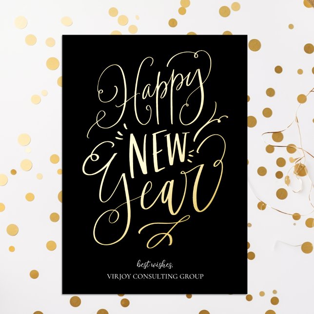 Happy New Year Black Gold Script Modern Business (Creator Uploaded)