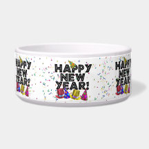 Happy New Year - Black Text with Party Hats