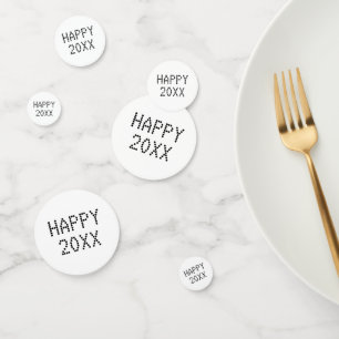 Happy New Year black white custom number modern Confetti
