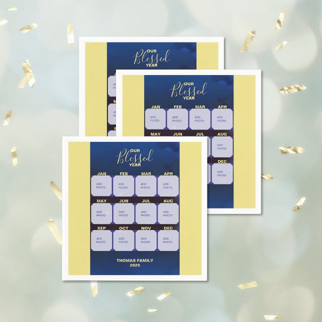 Happy New Year Blessed Year Photo Napkin (Happy New Year Blessed Year Photo Napkins)