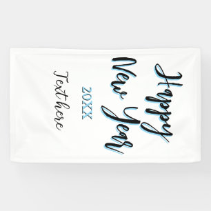 Happy new year blue black bold simple year stylish banner