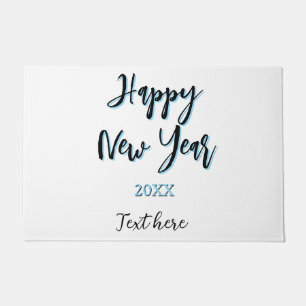 Happy new year blue black bold simple year stylish doormat