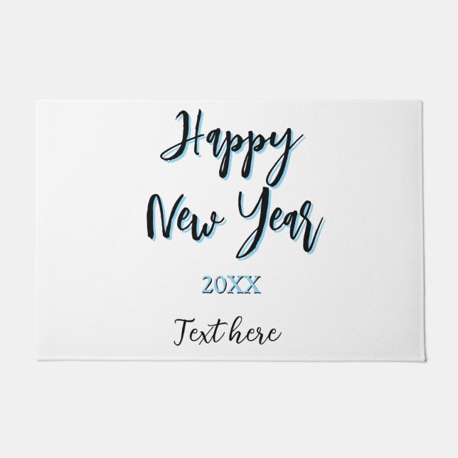Happy new year blue black bold simple year stylish doormat (Front)