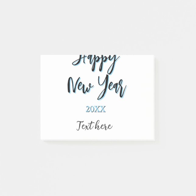 Happy new year blue black bold simple year stylish post-it notes (Front)