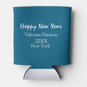 Happy new year blue name place year boho simple can cooler