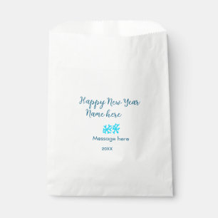 Happy New Year blue snowflakes modern rusticsimple Favour Bags