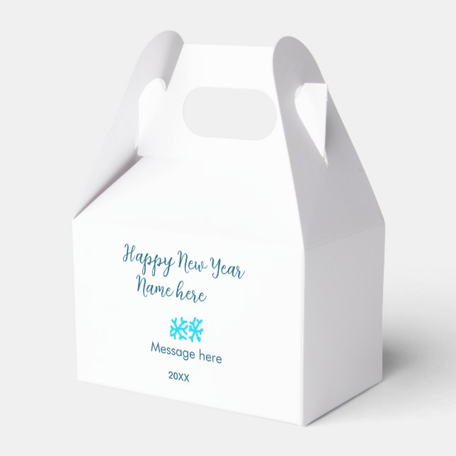 Happy New Year blue snowflakes modern rusticsimple Favour Box (Front Side)