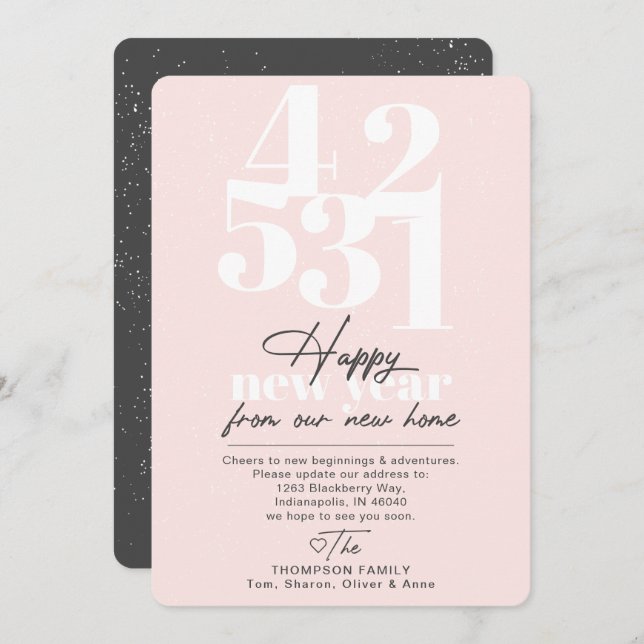 Happy New Year Blush Countdown Moving Announcement (Front/Back)