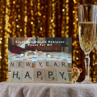 Happy New Year Board Word Game Phrase Celebration Invitation