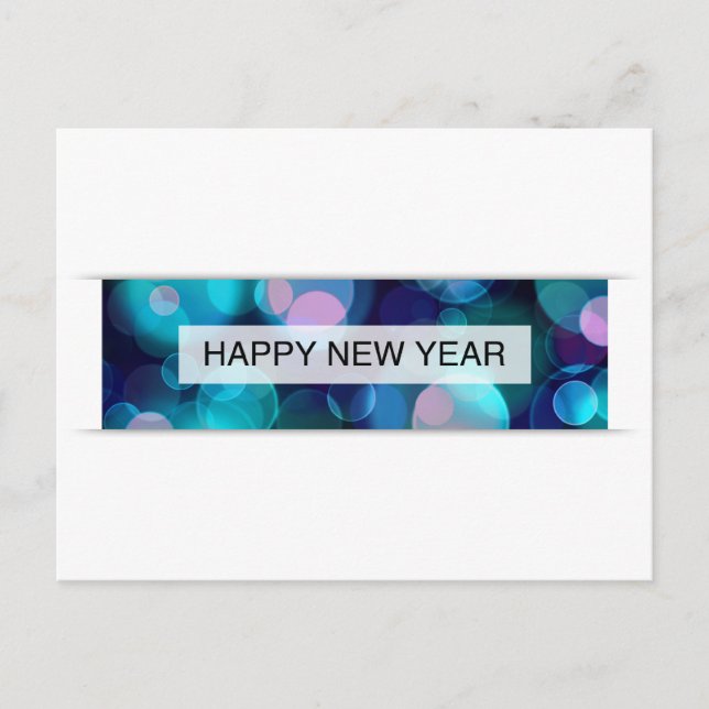 happy new year (bokeh) holiday postcard (Front)