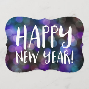 happy new year bokeh invitation