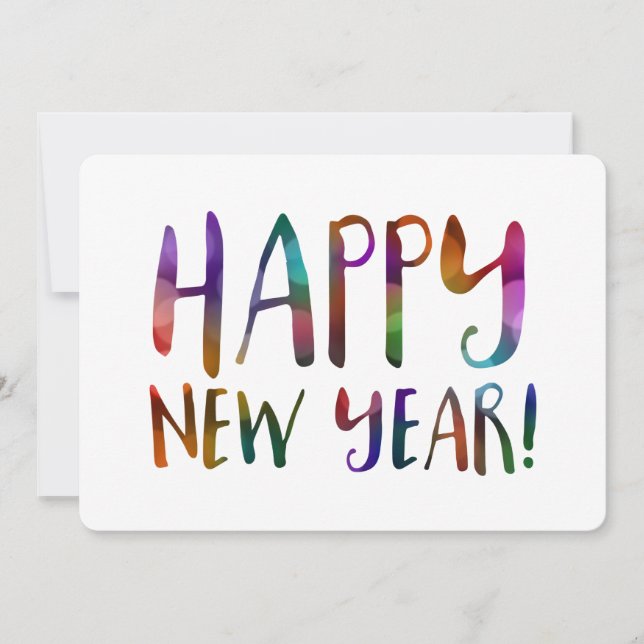 happy new year bokeh invitation (Front)