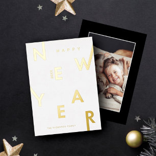 Happy New Year Bold Letters Minimal Modern Photo