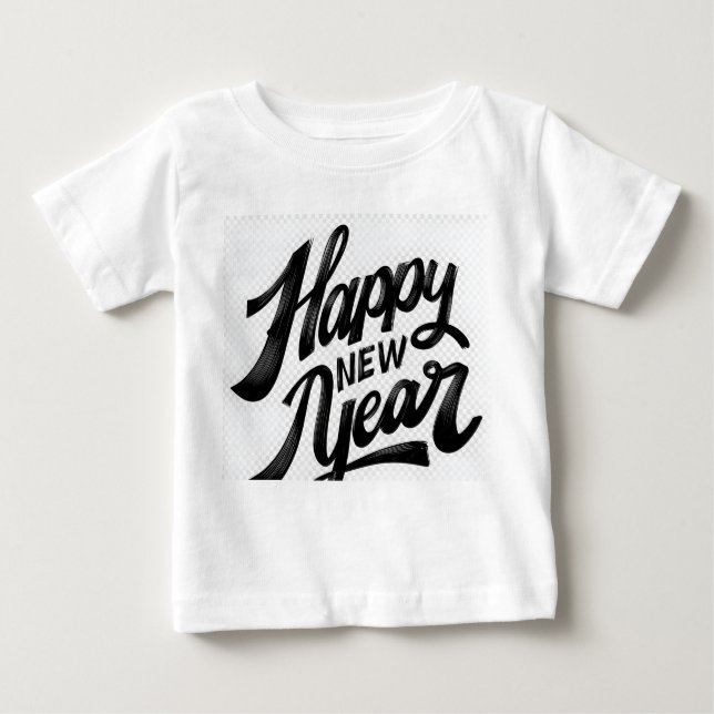 Happy New Year Brush‑Style Greeting Baby T-Shirt (Front)