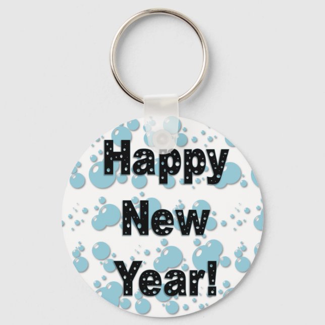 Happy New Year Bubbles Key Ring (Front)