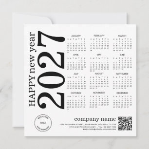 Happy New Year Business 2027 calendar Logo QR Code Holiday Card