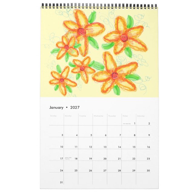 Happy New Year Calendar (Jan 2027)