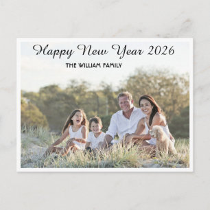Happy New Year Calligraphy 2 Photo Holiday Postca Postcard