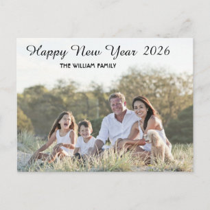 Happy New Year Calligraphy 2 Photo Holiday Postcard