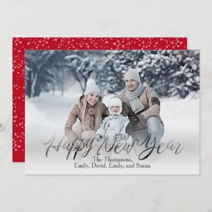 Happy New Year Calligraphy Script Simple 1 Photo Holiday Card