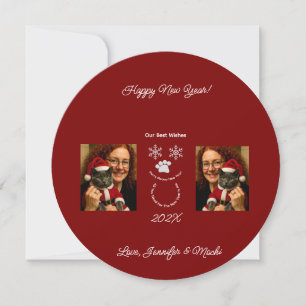 Happy New Year,  Cat And Owner Photo Card
