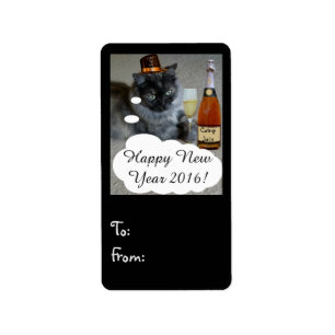 Happy New Year (cat) label by RoseWrites