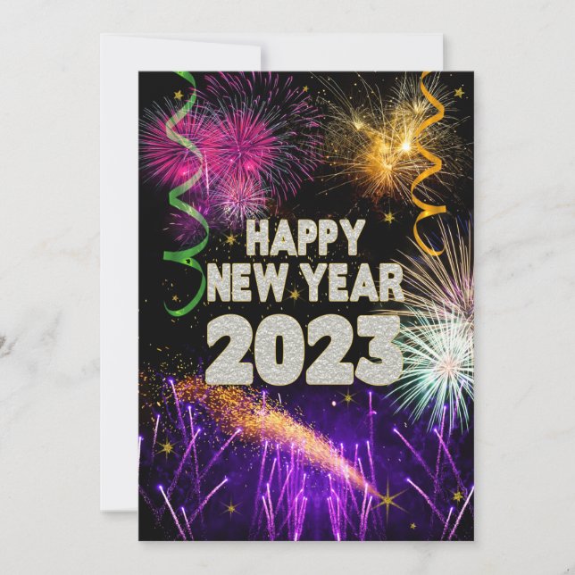 HAPPY NEW YEAR Celebrating 2023 Fireworks Holiday Card (Front)
