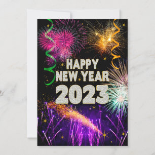 HAPPY NEW YEAR Celebrating 2023 Fireworks Holiday Card