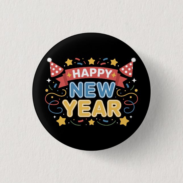 Happy New Year Celebration Design 3 Cm Round Badge (Front)