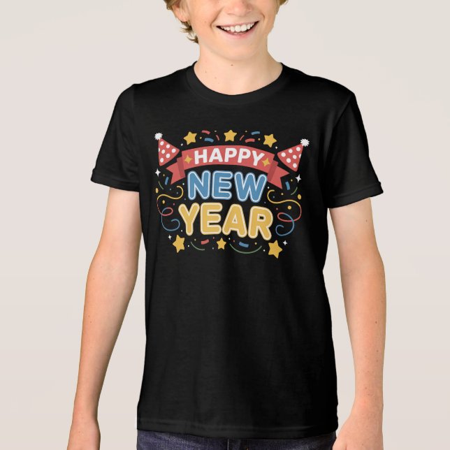 Happy New Year Celebration Design Tri-Blend Shirt (Front)