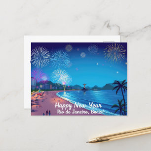 Happy New Year Celebration in Rio de Janeiro Postcard