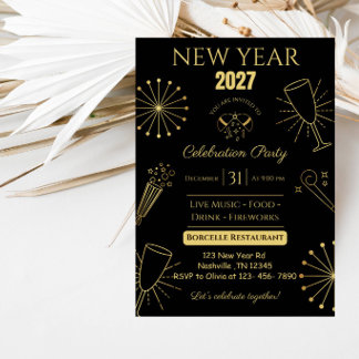 Happy New Year Celebration - Midnight Countdown Invitation